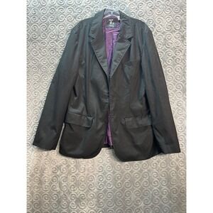LRG Roots Equipment Blazer Jacket Mens Size L Black Purple Lined Casual